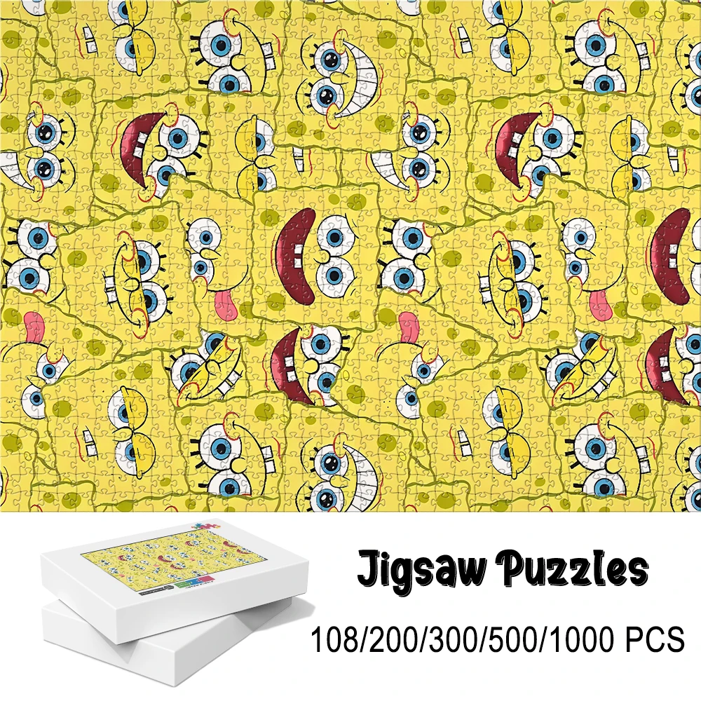 SpongeBob SquarePants Wooden Floor Puzzle Game Creative Design 108/200/300/500/1000 Pieces Brain Teaser