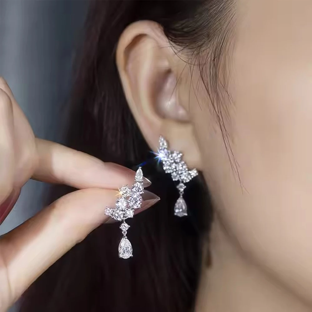 6.1‑CT‑TW Total‑Weight Full‑Moissanite Pear‑Cut Drop & Stud Earrings for Women, GRA‑Certified 925 Sterling‑Silver Sparkling Fine Jewelry, Ideal Gift for Her