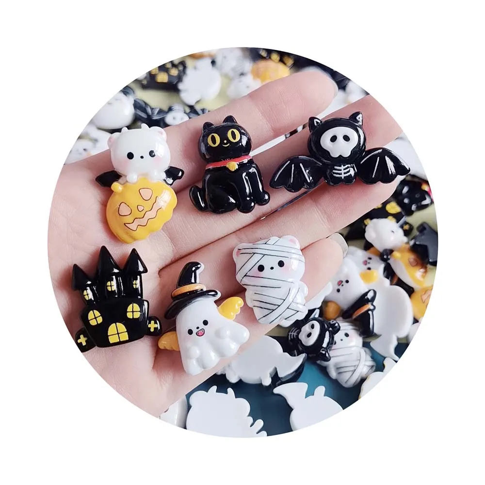 هالوين تحت عنوان الراتنج كبوشن مسطح اليقطين شبح القط الأسود الخفافيش القلعة الوحل السحر ل سكرابوكينغ مقاطع الشعر DIY بها بنفسك