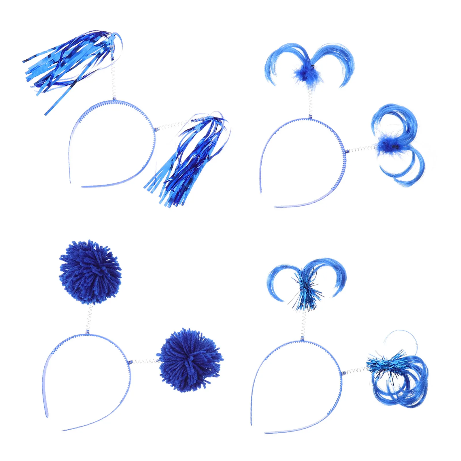 

Набор из 8 штук: Праздничные повязки для волос с помпонами и блестками, украшения для хвоста, на день рождения, Рождество, Новый год, синие ленты, головные уборы