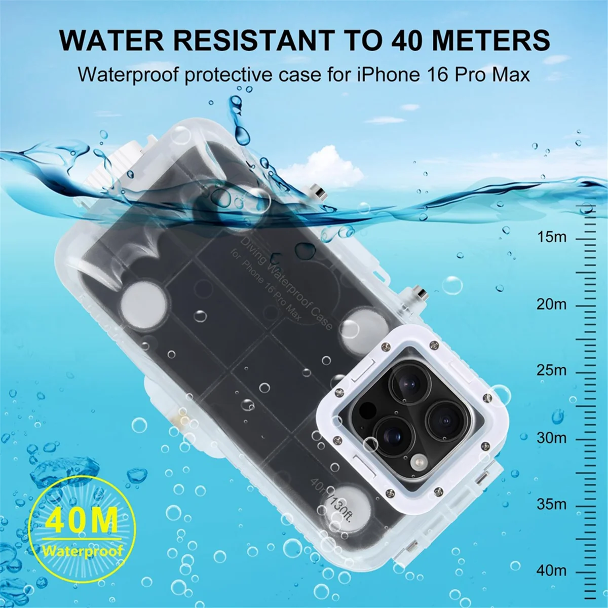 

Популярный водонепроницаемый чехол для дайвинга для IPhone 16 Pro Max 40 м/130 футов