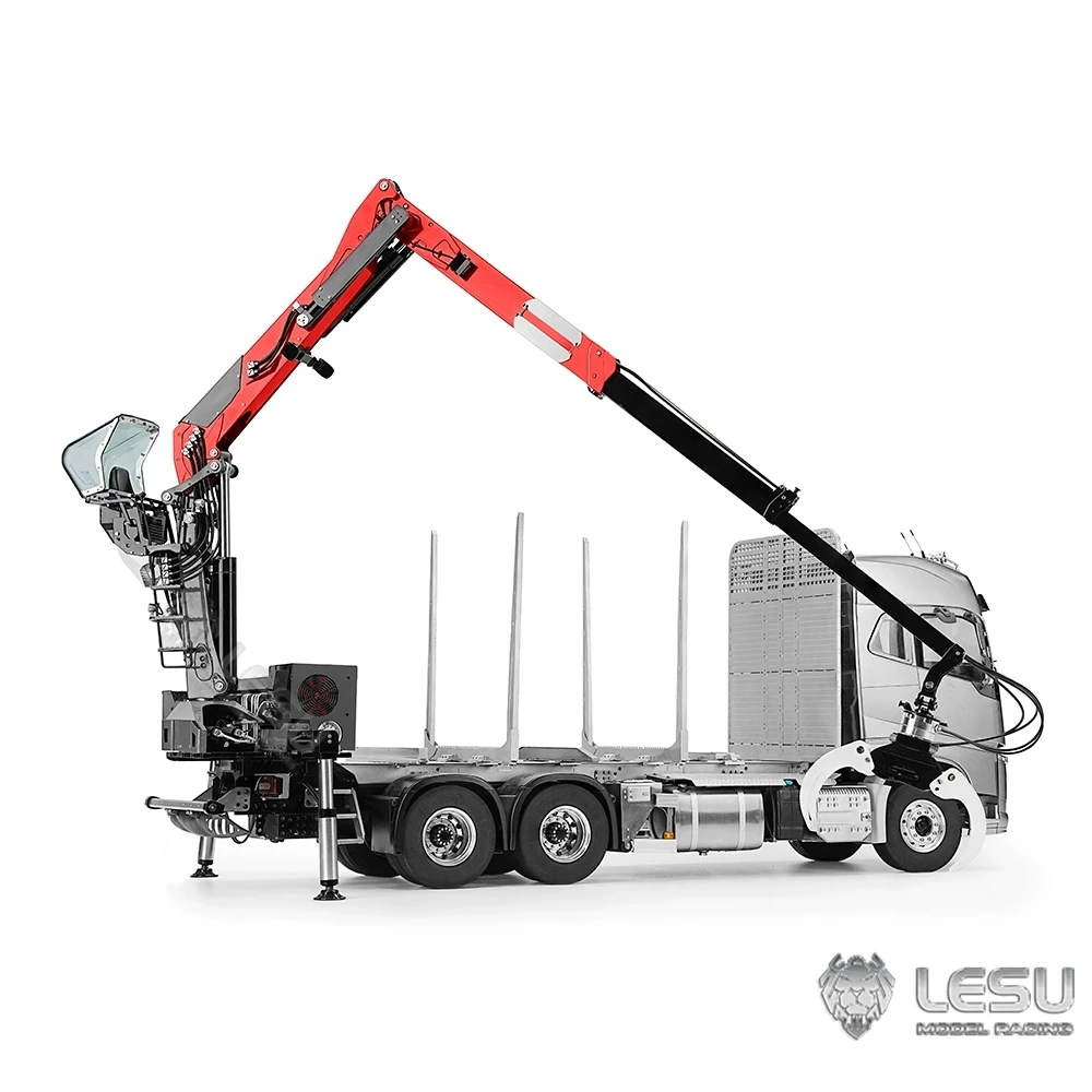 1/14 LESU RC Hydraulic Crane Truck 6*6 FH16 Wood Timber Flatbed Transportation Car Metal Radio Control Model Cab No Included Toy