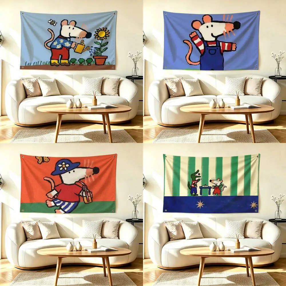 C-Cute Hand Drawn Maisy Mouse  Flags Wall Hanging Tapestry Outdoor Garage Room Decorative flag Background Blanket
