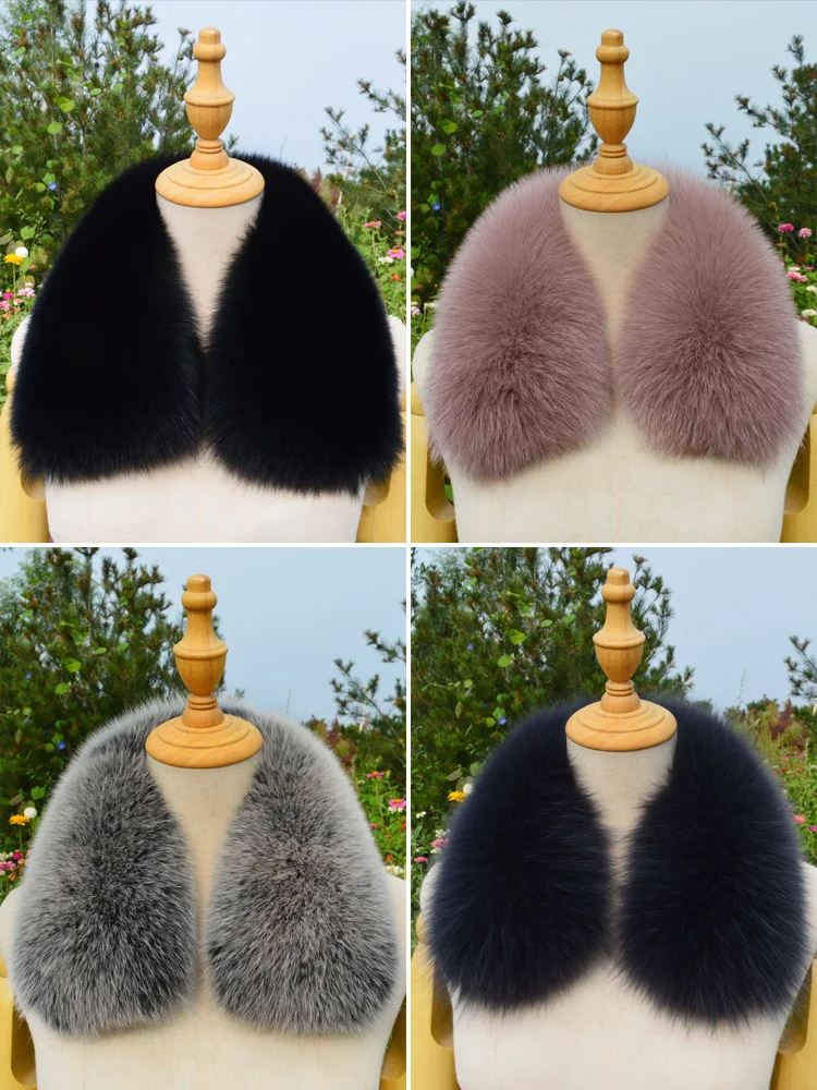 Fox Fur Collar Real Fur Square Collar Single Sell Fur Collar Square Collar Unisex Whole Skin Raccoon Dog Fur Winter Fur Scarf