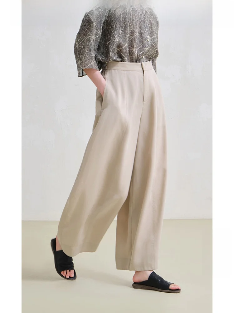 

Женские повседневные брюки Travel Original из льна с 3D-эффектом, широкие штанины, весенний сезон, художественный дизайн, элегантный крой, застежка на молнии на талии