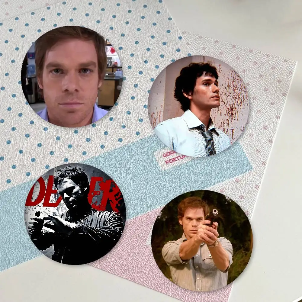 TV D-Dexter Cute Meme Premium Tinplate Round Lapel Pins: Cute Badge Brooches For Shoulder Bag Accessories, Souvenir Gifts