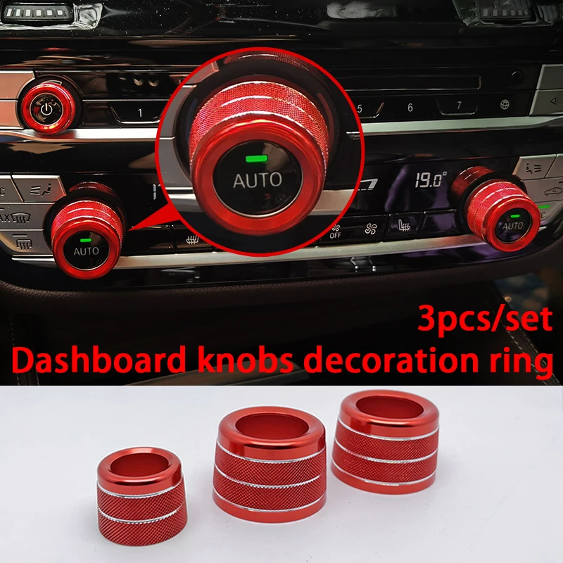 

3pcs Car Dashboard A/C Control Radio Switch Knobs Decoration Ring Metal Trim Cover For BMW G30 G01 X3 X4 Series 5/6/7 GT