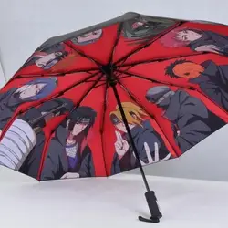 Naruto Akatsuki Fold Umbrella Anime Automatyczne otwieranie i zamykanie Nowy automatyczny parasol z dziesięcioma kośćami Czarny klej Parasol przeciwsłoneczny