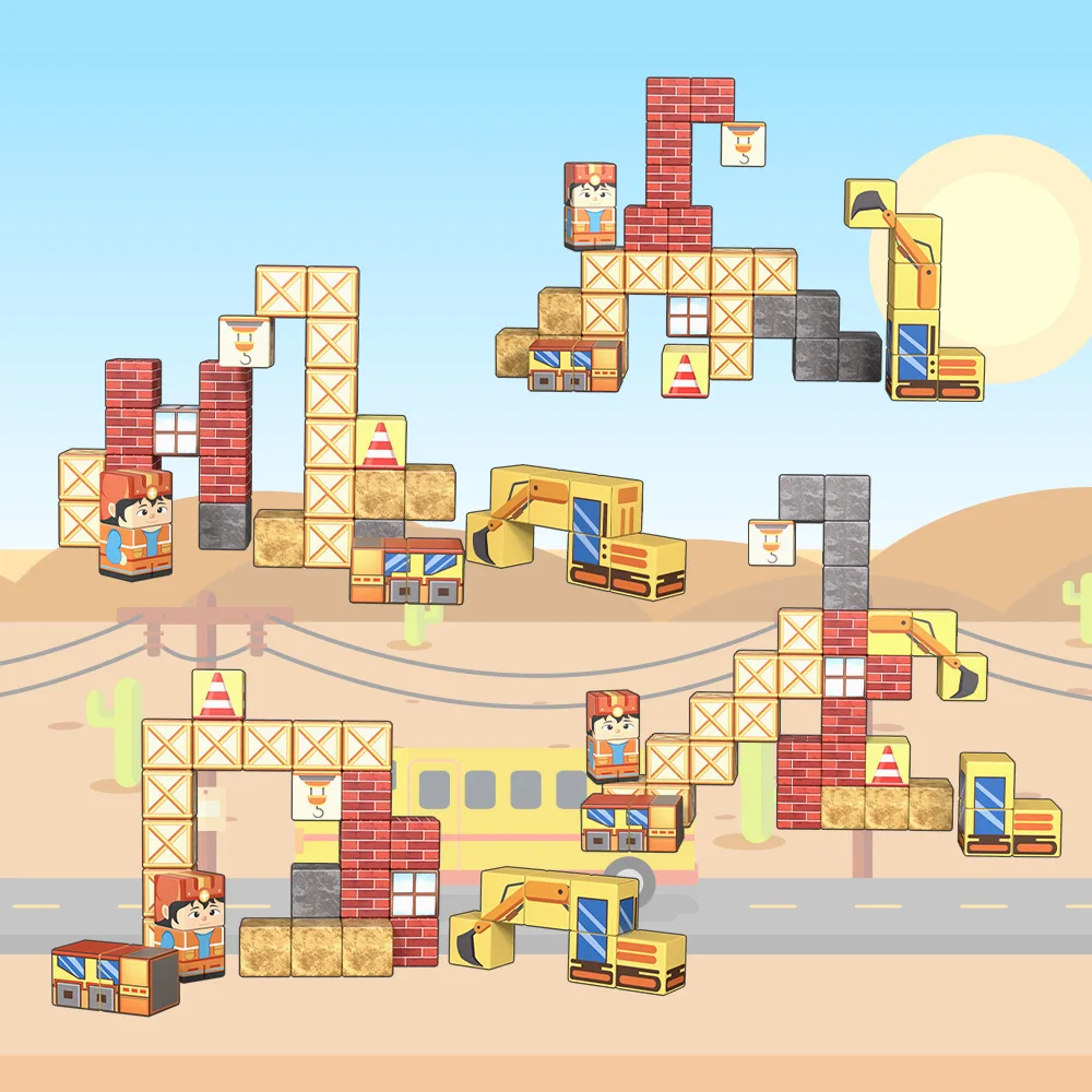 자석 상자가있는 자기 블록 어린이를위한 여행 자석 빌딩 블록 자기 빌딩 장난감 STEM 교육 자석 장난감