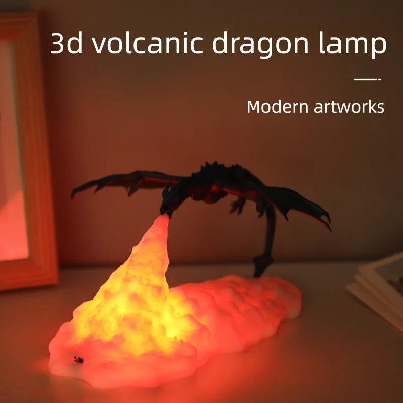 

3D Printing Fire Dragon Ice Dragon Rocket Atmosphere Light Novelty Gift Electronic Creative Product Jewelry LED Night Light