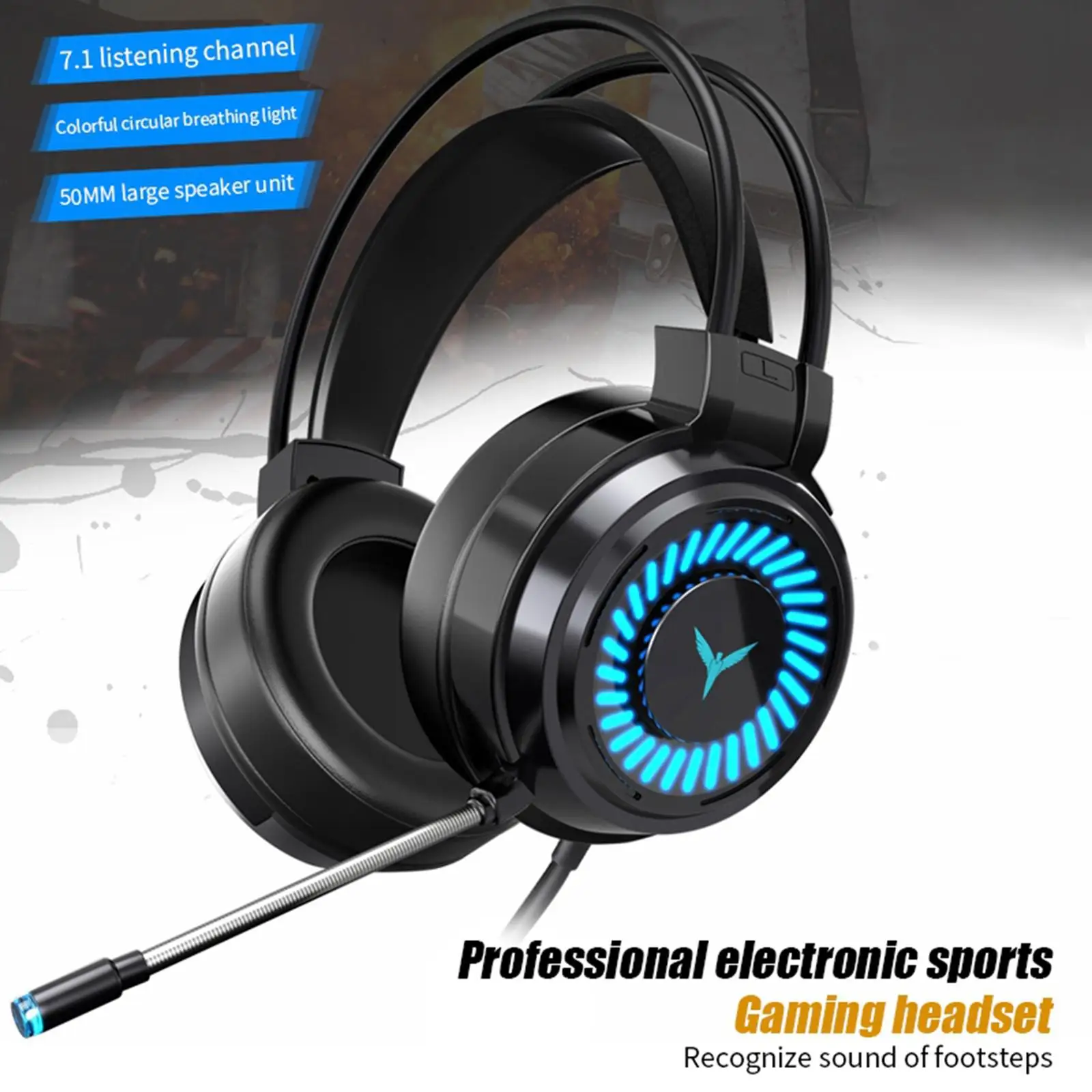 Professional Comfortable Colorful LED Peripherals Light Gaming Headset PC