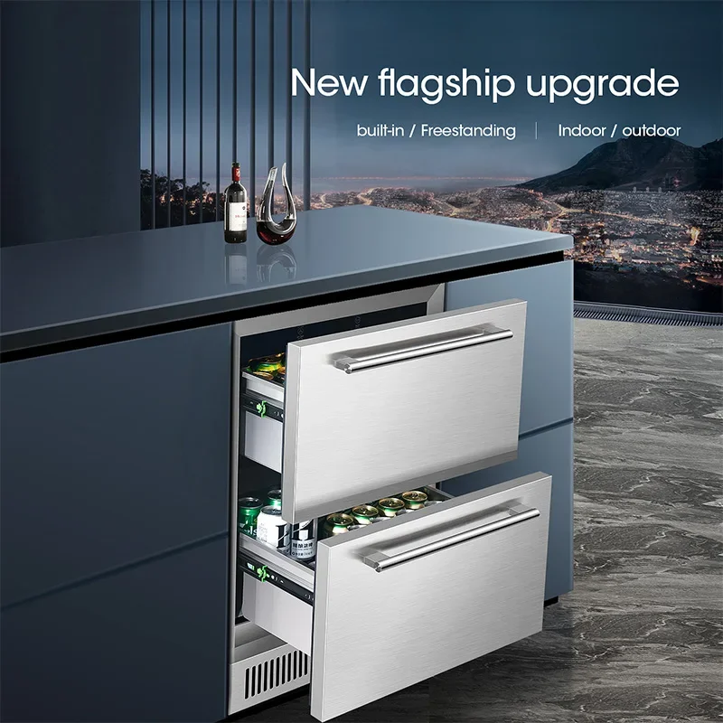 Household Wine Fridge Undercounter 2 Drawer Multi Temperature Storage Refrigerator 4.87 Cu.ft