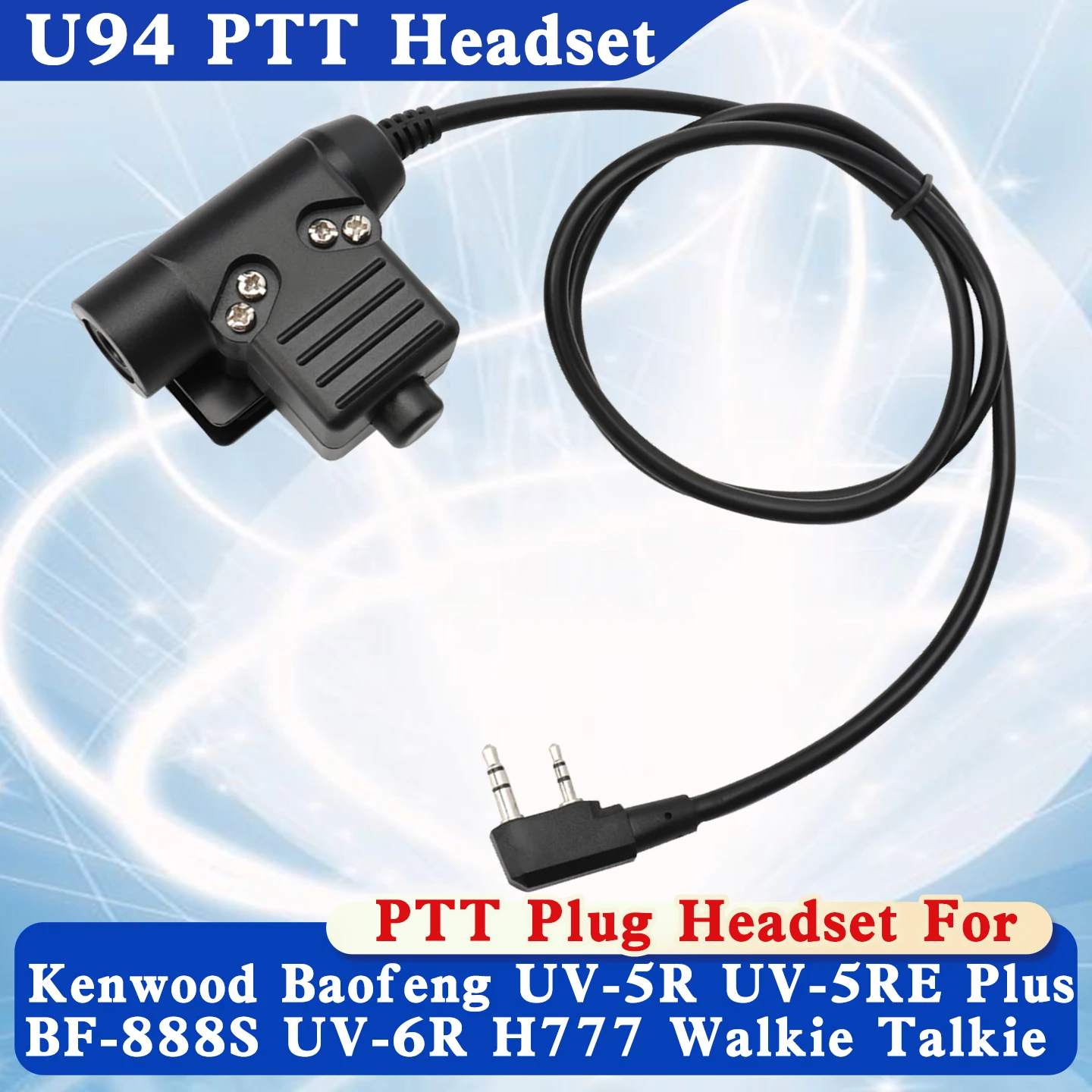 New U94 PTT Plug Headset Adapter For TYT QUANSHENG Kenwood Baofeng UV-5R UV-5RE Plus BF-888S UV-6R H777 Walkie Talkie Ham Radio