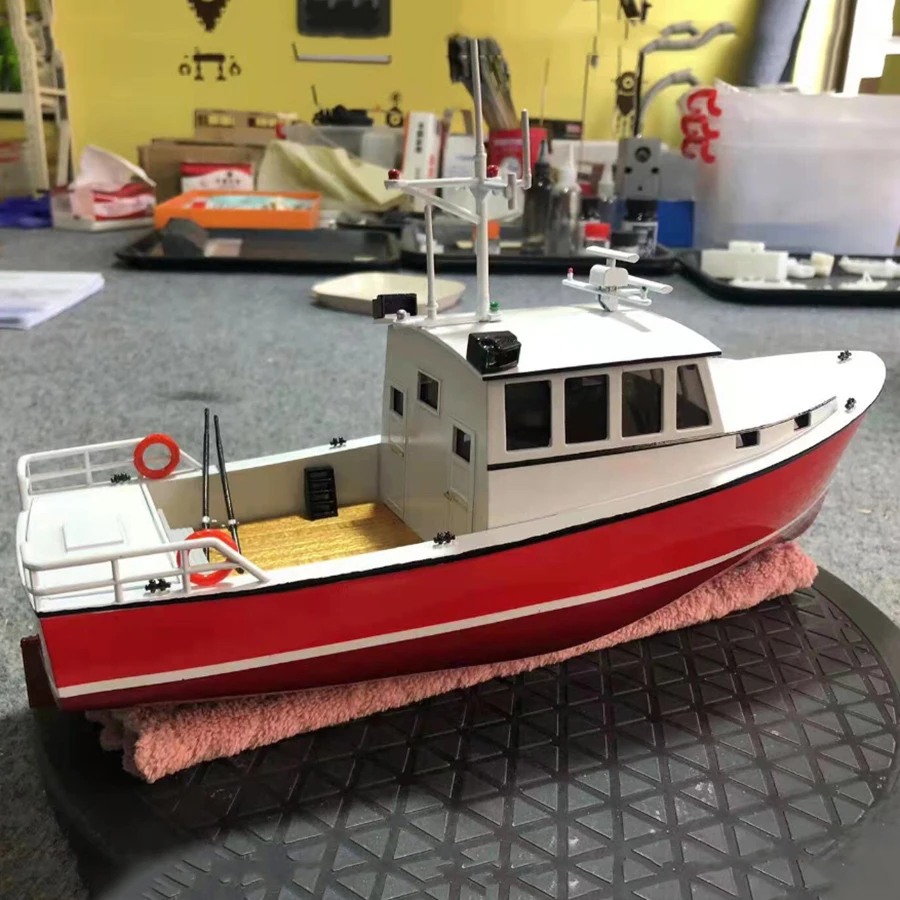 Barco rc 1/32 de 46cm, motor único, controle remoto, barco de pesca, resina, peça única, kit de modelo de barco rc, brinquedo adulto