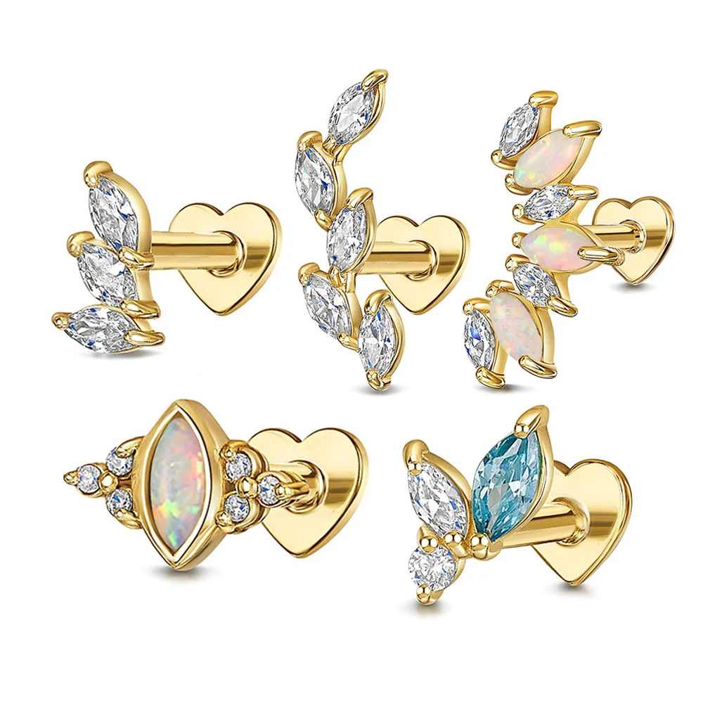 

1pc 925 Sterling Silver Stud Earrings Opal Zircon Gold Plated Pierced Earring Ear Studs for Women Wedding Engagement Jewelry