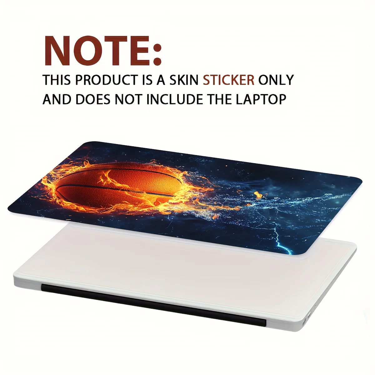 2Pcs Basketball Flame Pattern Laptop Sticker - Waterproof, Scratch Resistant PVC Skin for Laptops and Cars, Non-Reusable