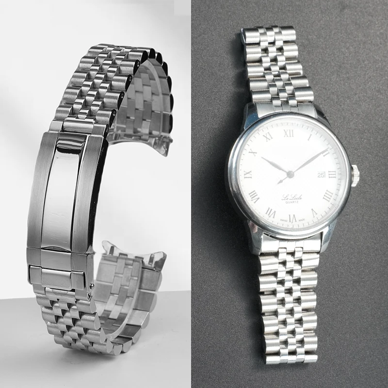 

Для Seiko 5 SNXS73K1 SNXS75 SNXS77 SNXS79K1 SNX79J1 19 м из нержавеющей стали с изогнутым концом, твердый металлический ремешок для часов, юбилейный мужской ремешок для часов