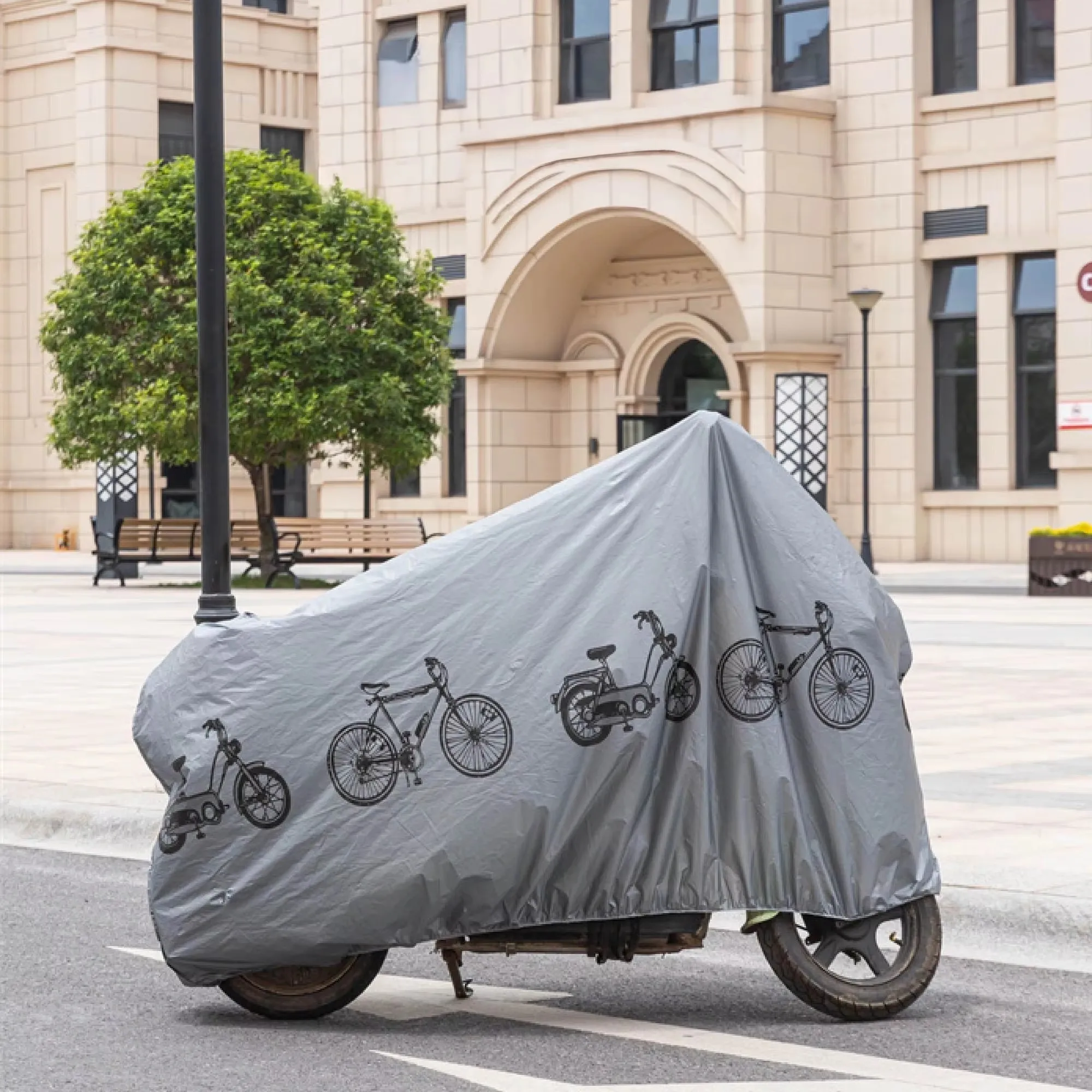 Fahrradausrüstung PEVA-Material Regenfeste Fahrradabdeckung Outdoor Sonnenlichtabdeckung Mountainbikeabdeckung Fahrradausrüstung – Detail 3