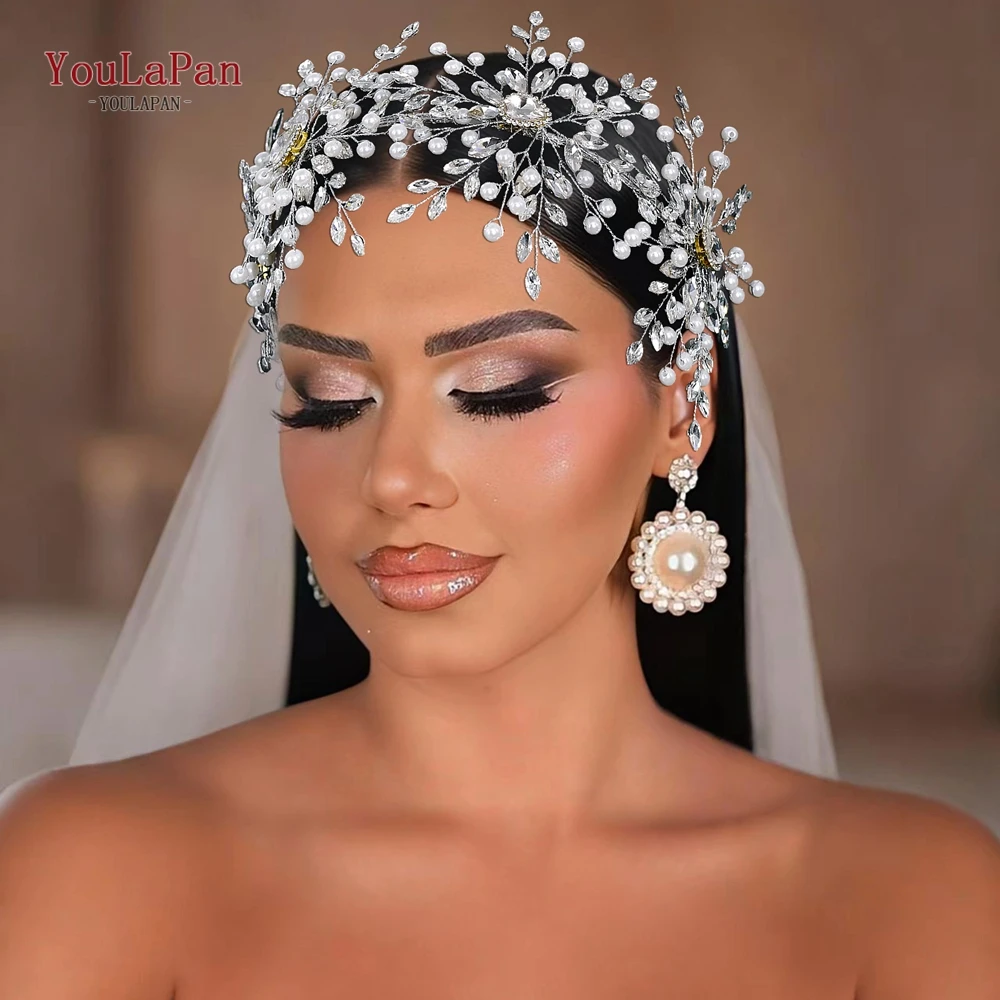 

TOPQUEEN Wedding Rhinestone Hair Hoop Bride Hairbands Party Crown Bridal Tiara Vintage Hair Accessories Banquet Headband HP906