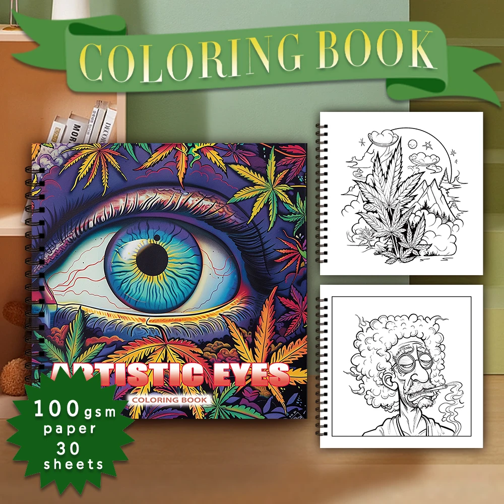 30 Sheets Adult Spiral Colouring Book, 8.26x 8.26 inch 100gsm Thick Paper, Perfect for Back to School Gifts, Halloween Gifts