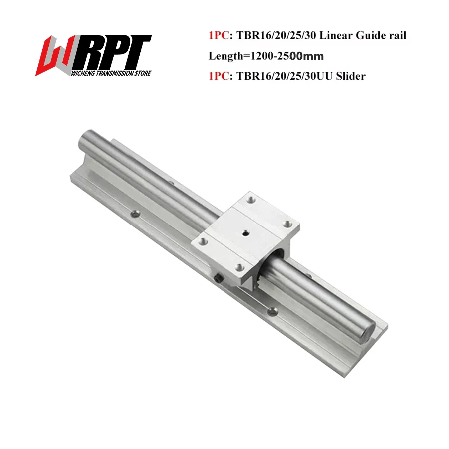 Linear Guide Rail 1PC TBR16 TBR20 TBR25 TBR30 Length 1200-2500mm 1PC/2PCS TBR16-30UU Slider Bearing Support Block CNC Parts