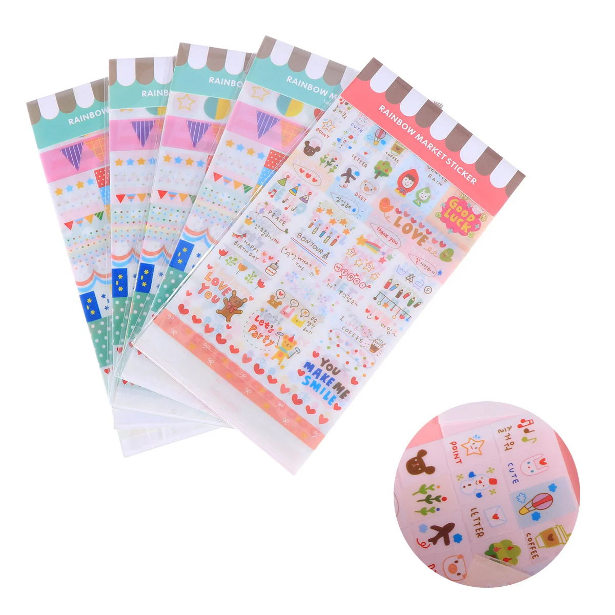 

2Pcs Transparent Rainbow PVC Stickers for Diary Gift Wrap Scrapbook Planner Notebook Office School Student Supplies