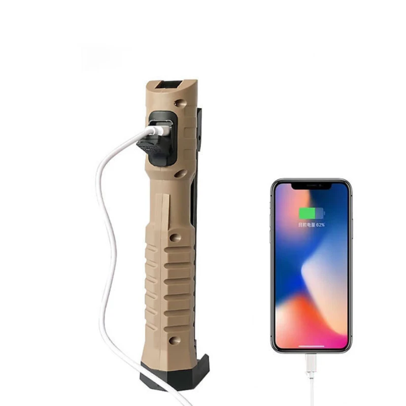 Folding COB XPE LED Handheld Flashlight Red SOS Strobe USB Rechargeable Waterproof Work Light Magnet Car Inspection Lamp