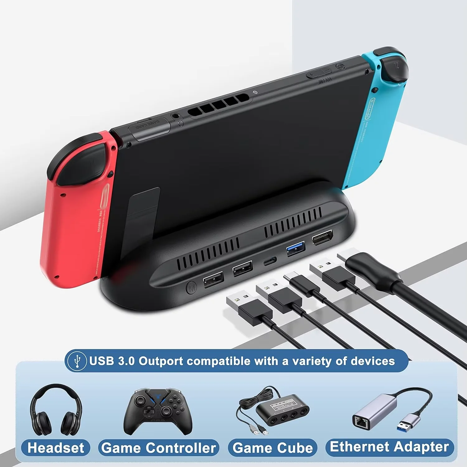 LinYuvo TV Dock Station KD13 for Switch/OLED,Portable 4K FHD TV Dock Adapter with USB 3.0 Port and USB C Charging