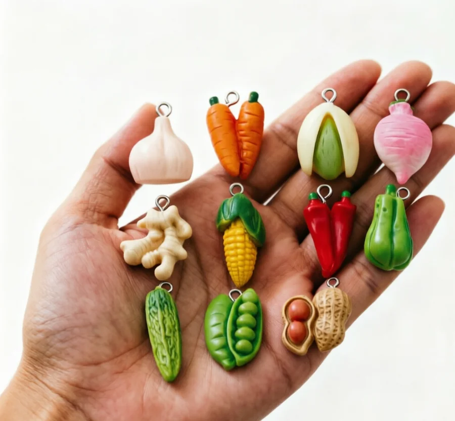 20Pcs Mixed Resin Vegetable Charms Mini Veggie Pendants For DIY Bracelet Necklace Handmade Jewelry Craft Making Accessories
