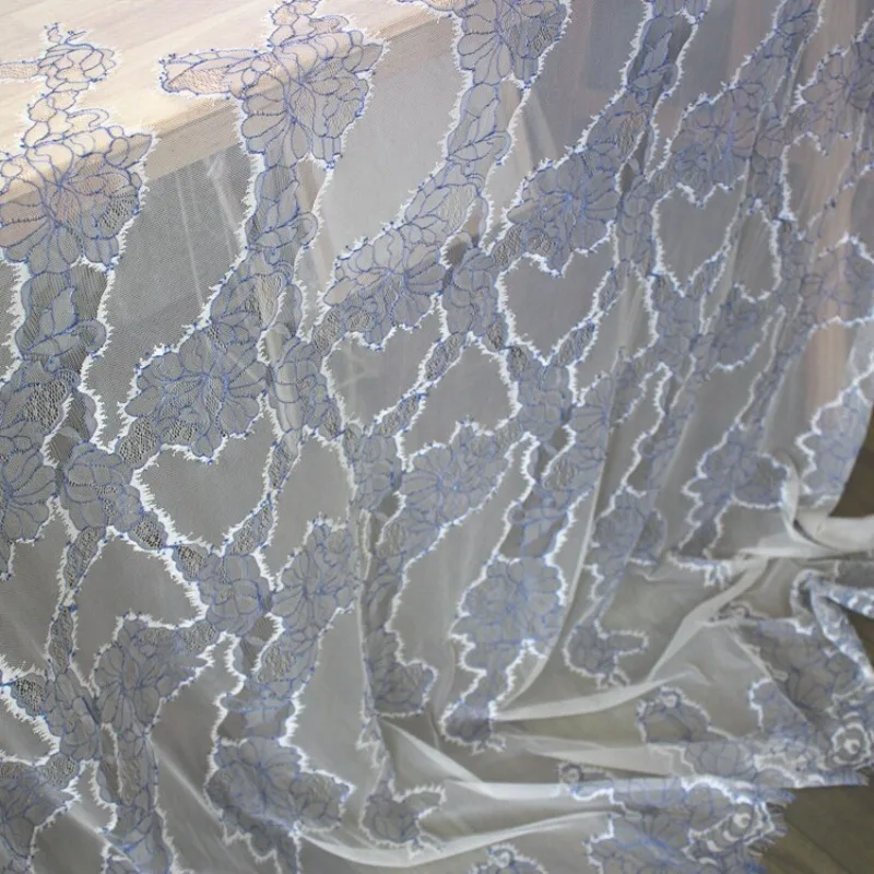 High end red, blue, hooked eyelashes, lace fabric, clothing splicing, lace DIY dress, skirt accessories  width 1.5 meters