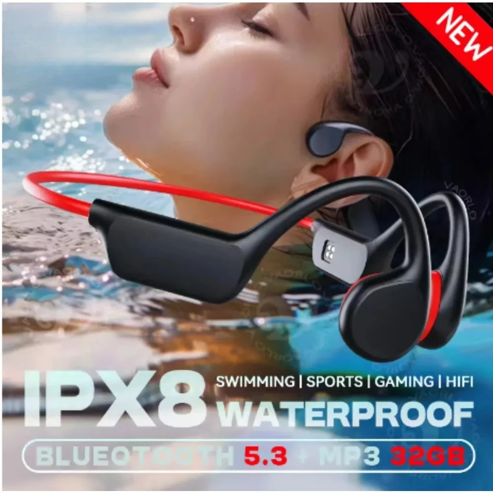 

Для новой гарнитуры с костной проводимостью IPX8 Bluetooth беспроводные наушники для плавания с микрофоном водонепроницаемые упражнения для фитнеса