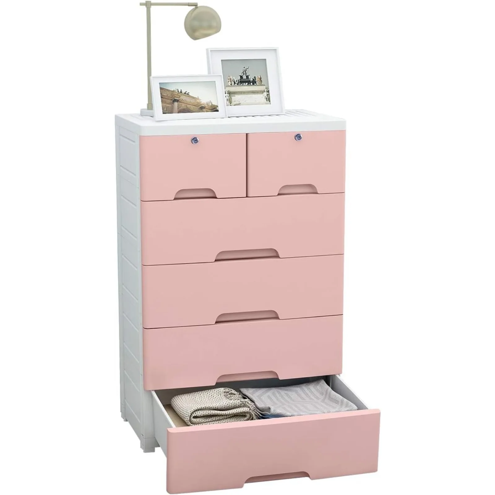 

US Plastic Drawers Dresser,Storage Cabinet with 6 Drawers,Closet Drawers Tall Dresser Organizer for Clothes,Playroom