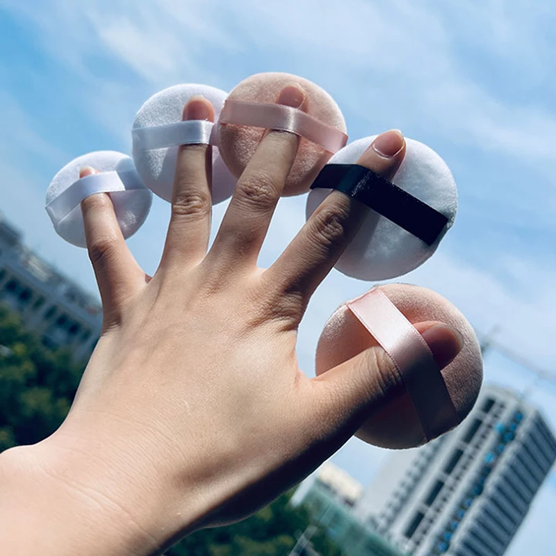 نفخة أساس بودرة مخملية كريستالية ، شكل دائري احترافي ، نفخة مستحضرات تجميل ناعمة محمولة ، أداة تجميل إسفنجة أساس للمكياج