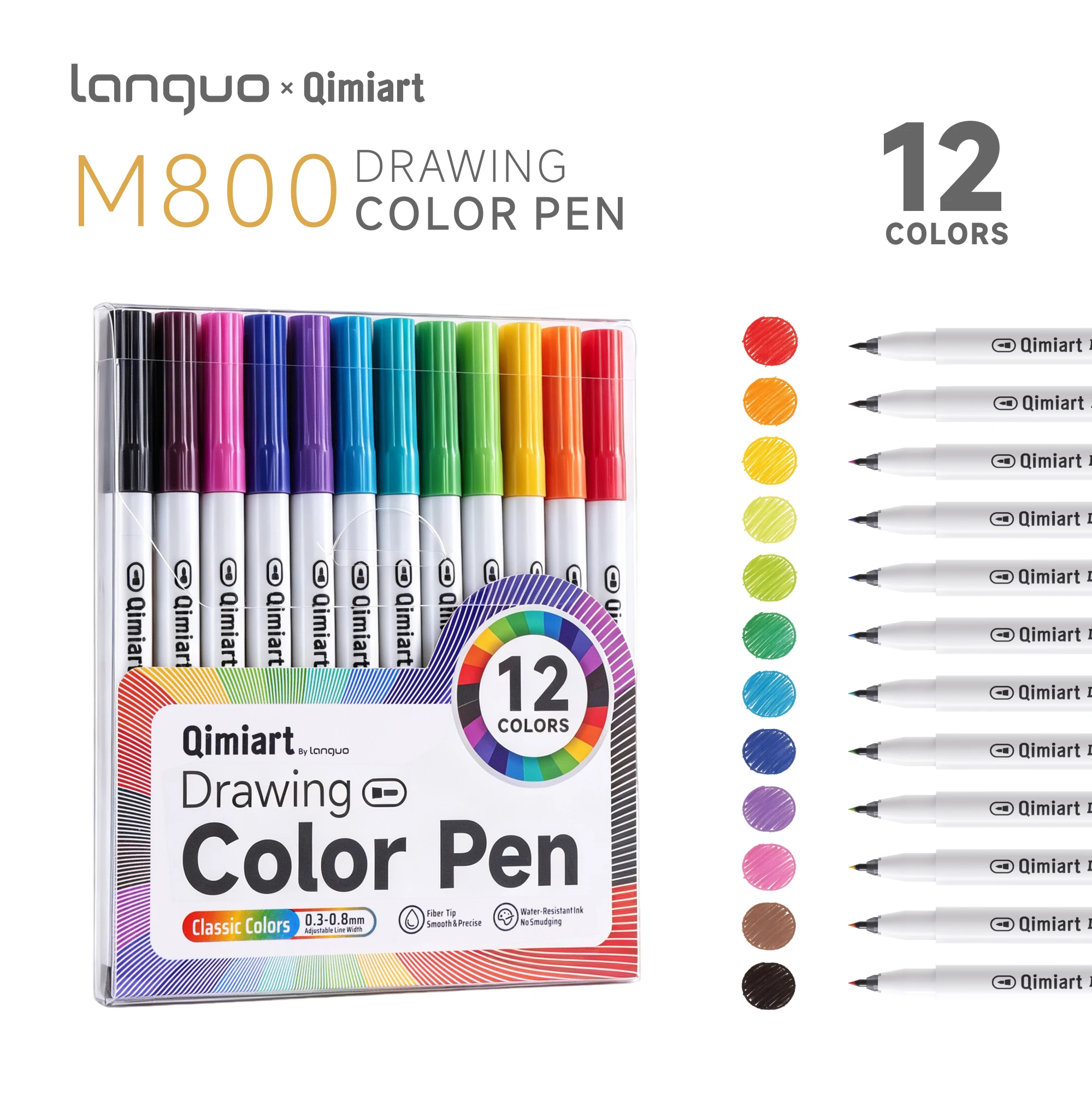 LANGUO Fiber Tip Brush Pen Fijne lijnen gekleurde markeerstiften Waterbestendige inktstiften voor schilderen, journaling, schrijven, DIY benodigdheden