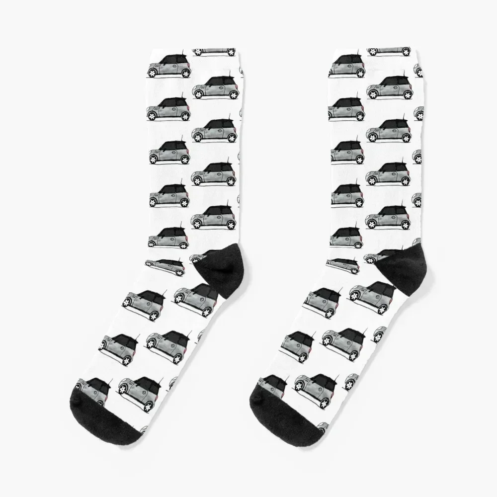 

MINI 2-Door Hardtop - White Silver Socks japanese fashion moving stockings hip hop floor Mens Socks Women's