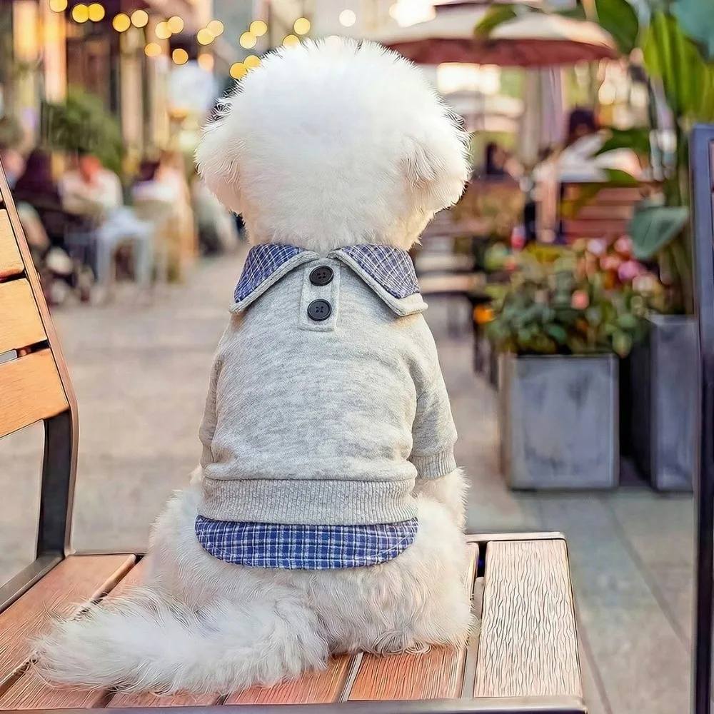 Minimalist Preppy Style Pet Dog Hoodie Soft False Two-piece Cat Shirt Cozy Breathable Pet Overalls Small Dogs Cats