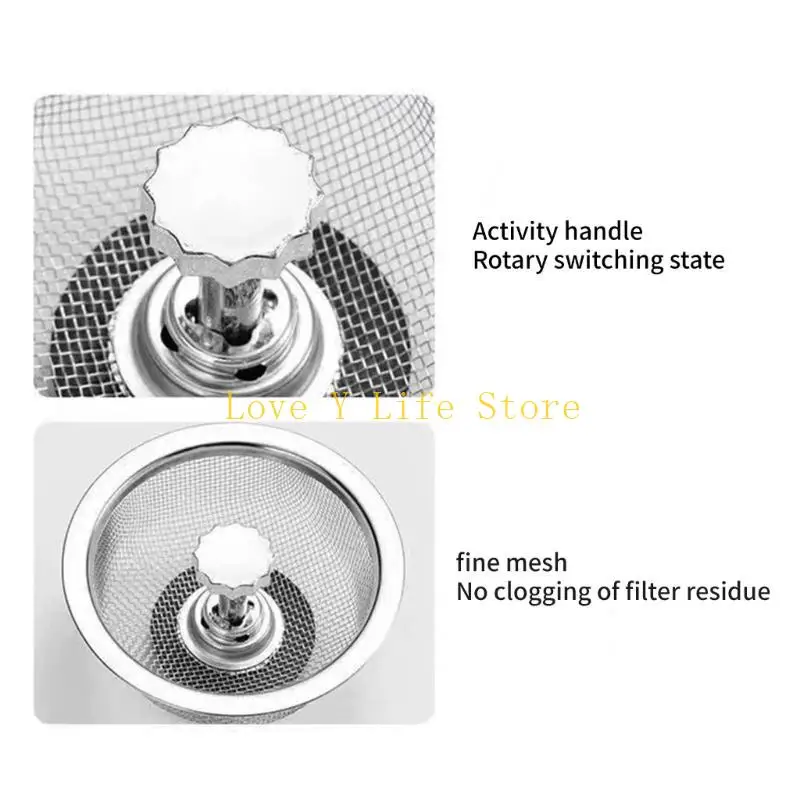 L74C 2pcs filtro del lavello da cucina Filtro per capelli in acciaio inossidabile Filtro in acciaio inossidabile per lavello
