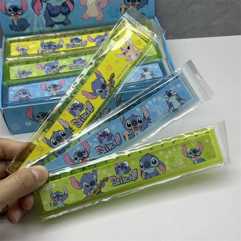 15cm Disney Stitch Rulers Student Schools Supplies Colors Kawaii Cartoon Anime Tick Ruler Drawing Children\'s Back To School Gift