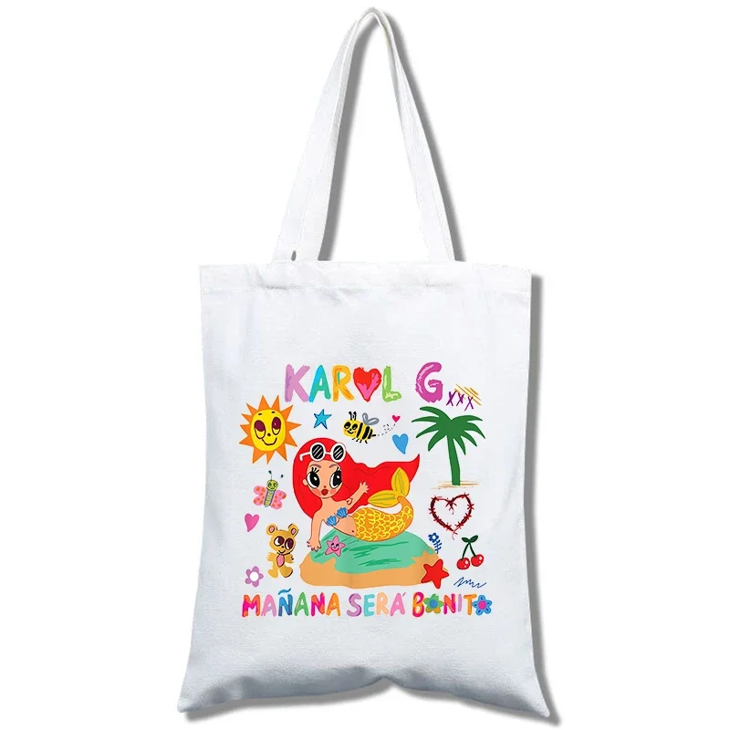 Women Shopper bag Karol G Manana Sera Bonito Printed Harajuku Shopping Canvas Shopper Bag girl handbag Tote Shoulder Lady Bag