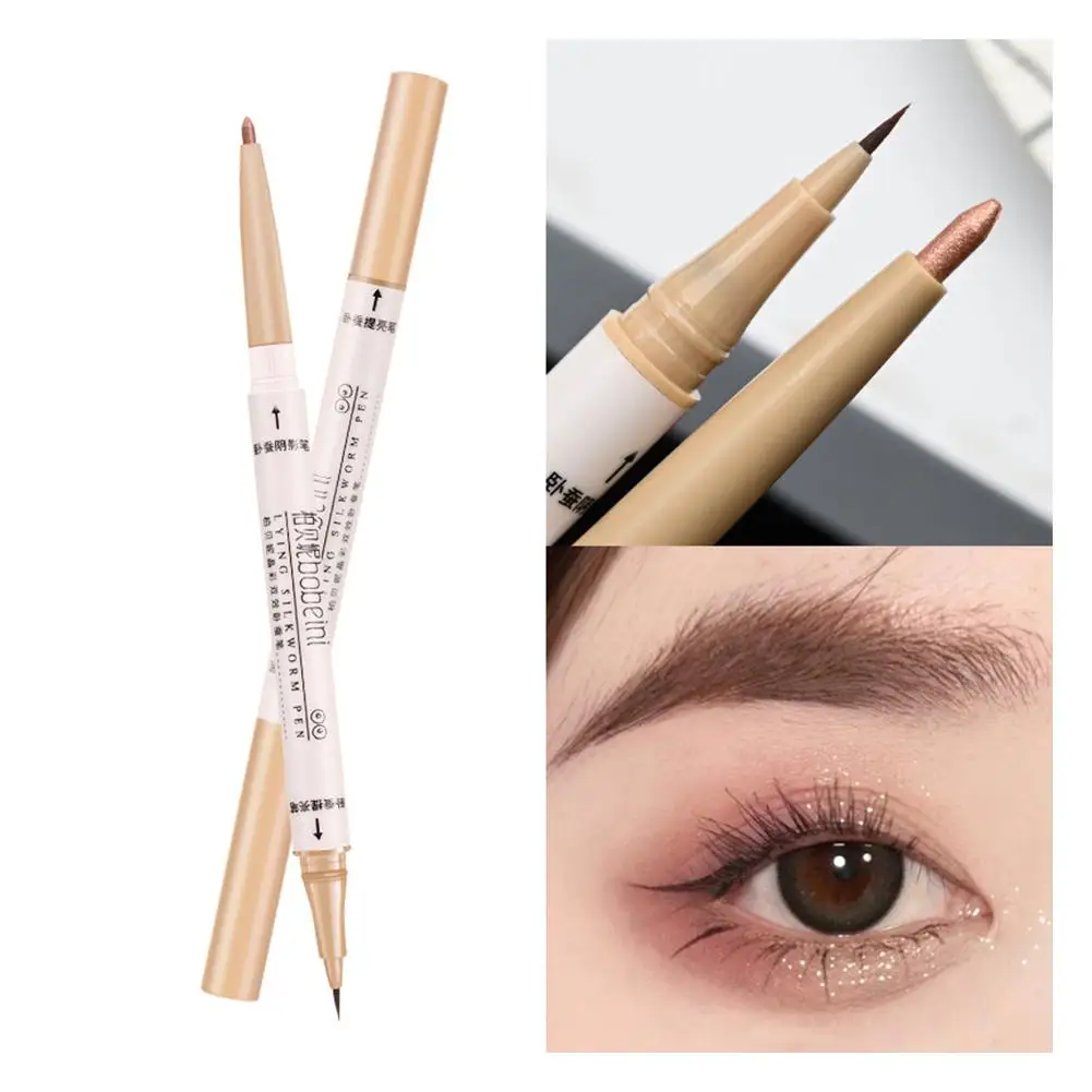 Smooth Deitado Silkworm Eyeliner, impermeável, não é fácil, Double-ended, Under-eye Fade, de secagem rápida para lápis, à prova de suor, P L6N2