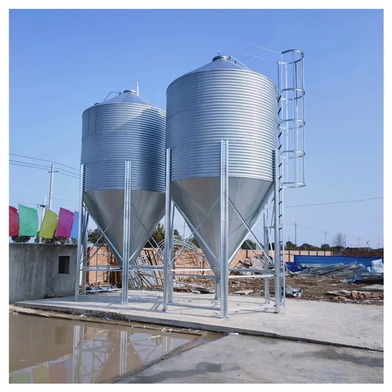 Custom Made Galvanized Steel Silo Aluminum Equipment Support Large Capacity Fodder Storage Livestock Farm Feed Grain Storage Bin