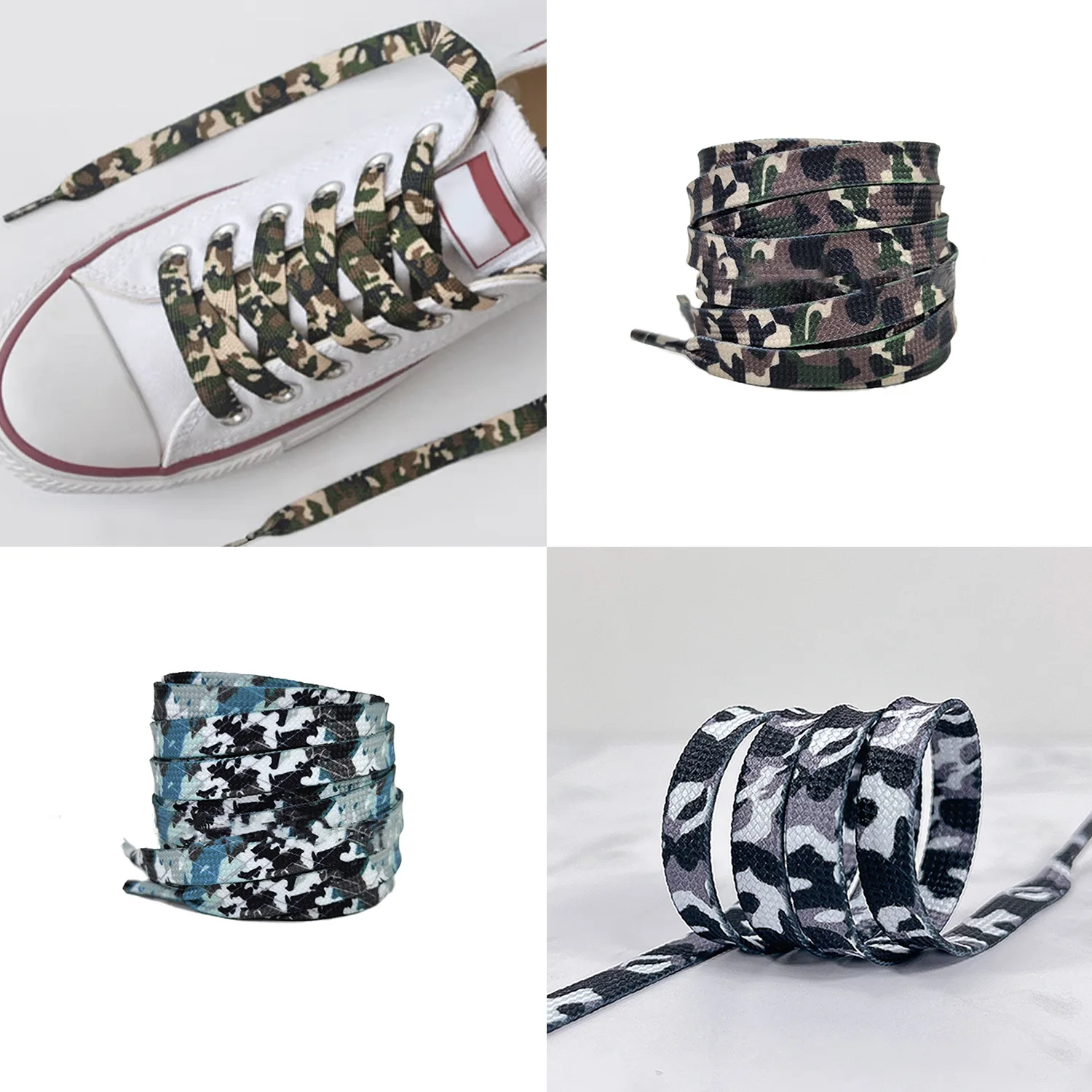 Trendy Camouflage Print Shoelaces Flats Shoelace for Sneakers Shoe Laces Woman Man Rope Laces Accessories