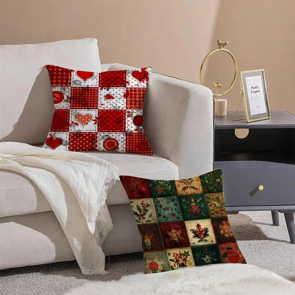 Colored checkered everyday Cushion Cover Pattern Printed Pillowcase for Living Room Sofa Cushion Cover & Bedroom Decor