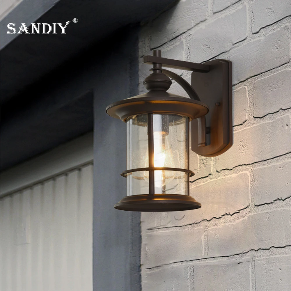 SANDIY American Outdoor Wall Lights Waterproof Outdoor Simple Balcony Aisle Wall Lights Large Entrance Villa Patio Wall Lights