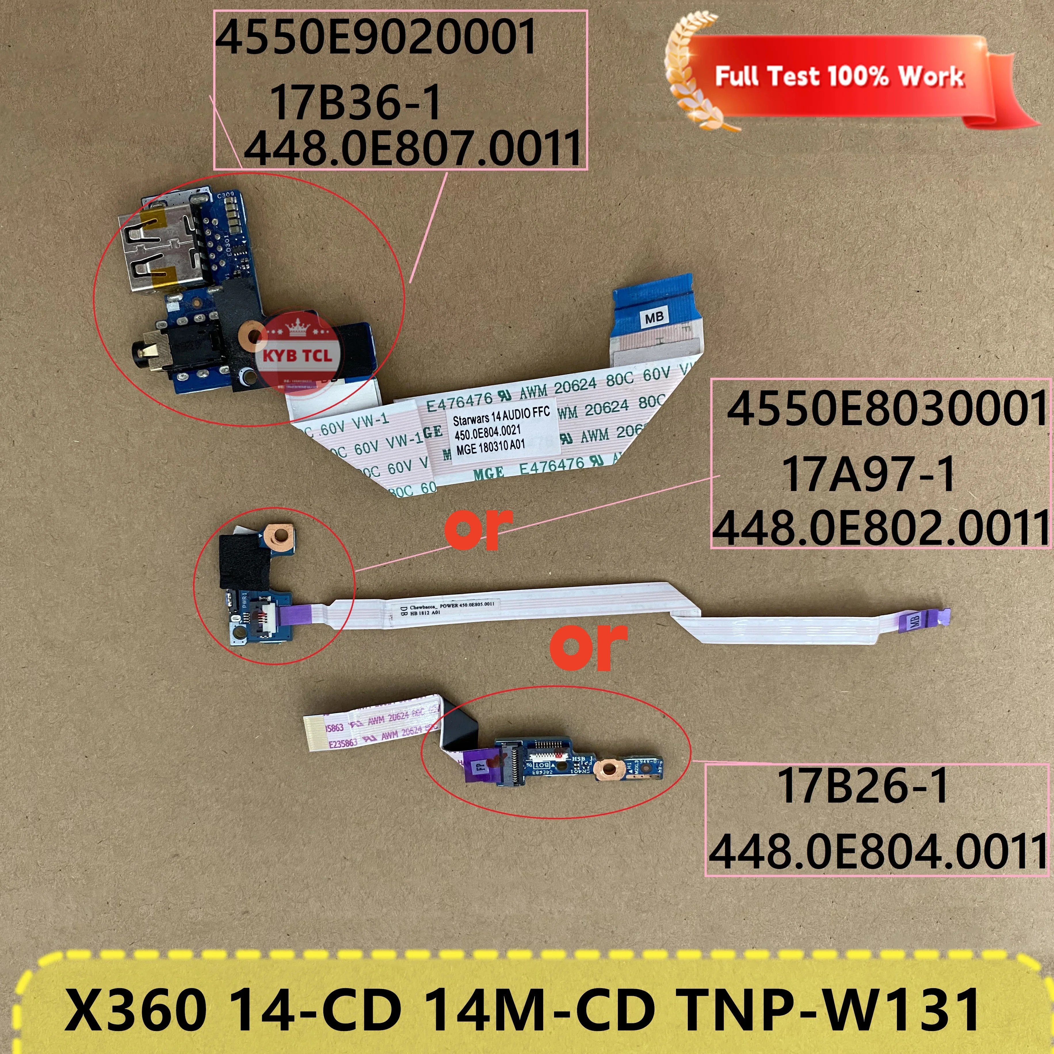 448.0E803.0011 448.0E804.0011 448.0E802.0011 17A97-1 17B36-1 17B26-1 para HP Pavilion x360 14-CD 14M-CD TPN-W131 Placa de audio USB Placa LED Placa de botón de encendido con cable 17A98-1