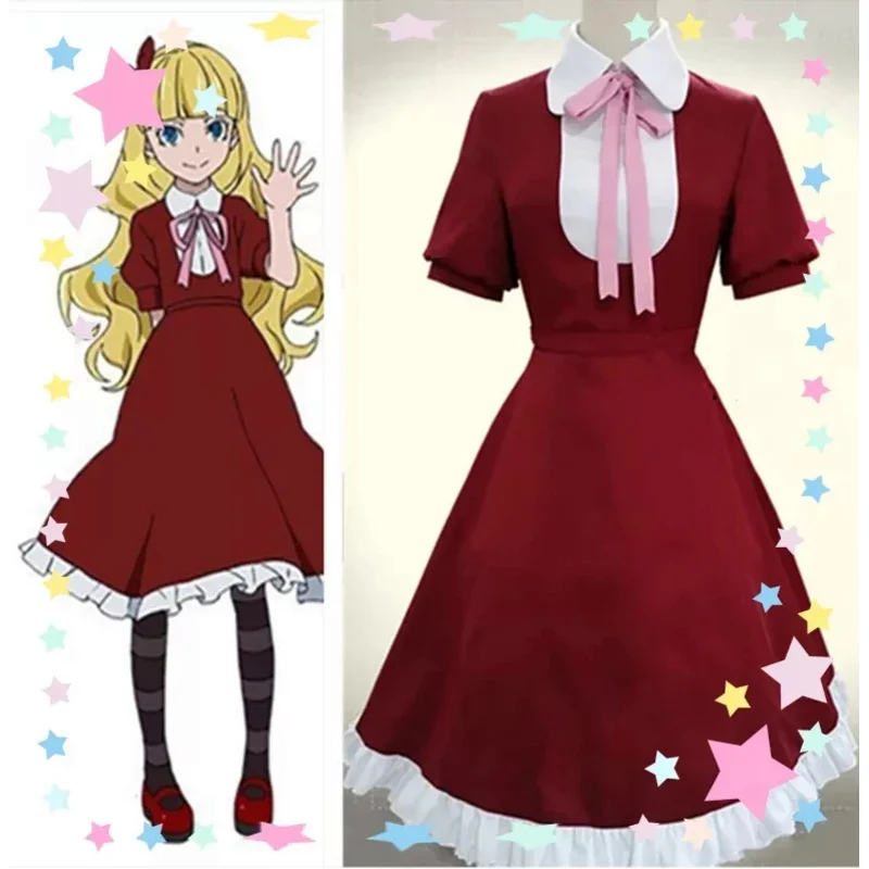 Anime Alice Cosplay Costume para Mulheres, Uniforme Vestido Vermelho, Peruca, Sapatos, Meia, Roupas de Halloween, Meninas