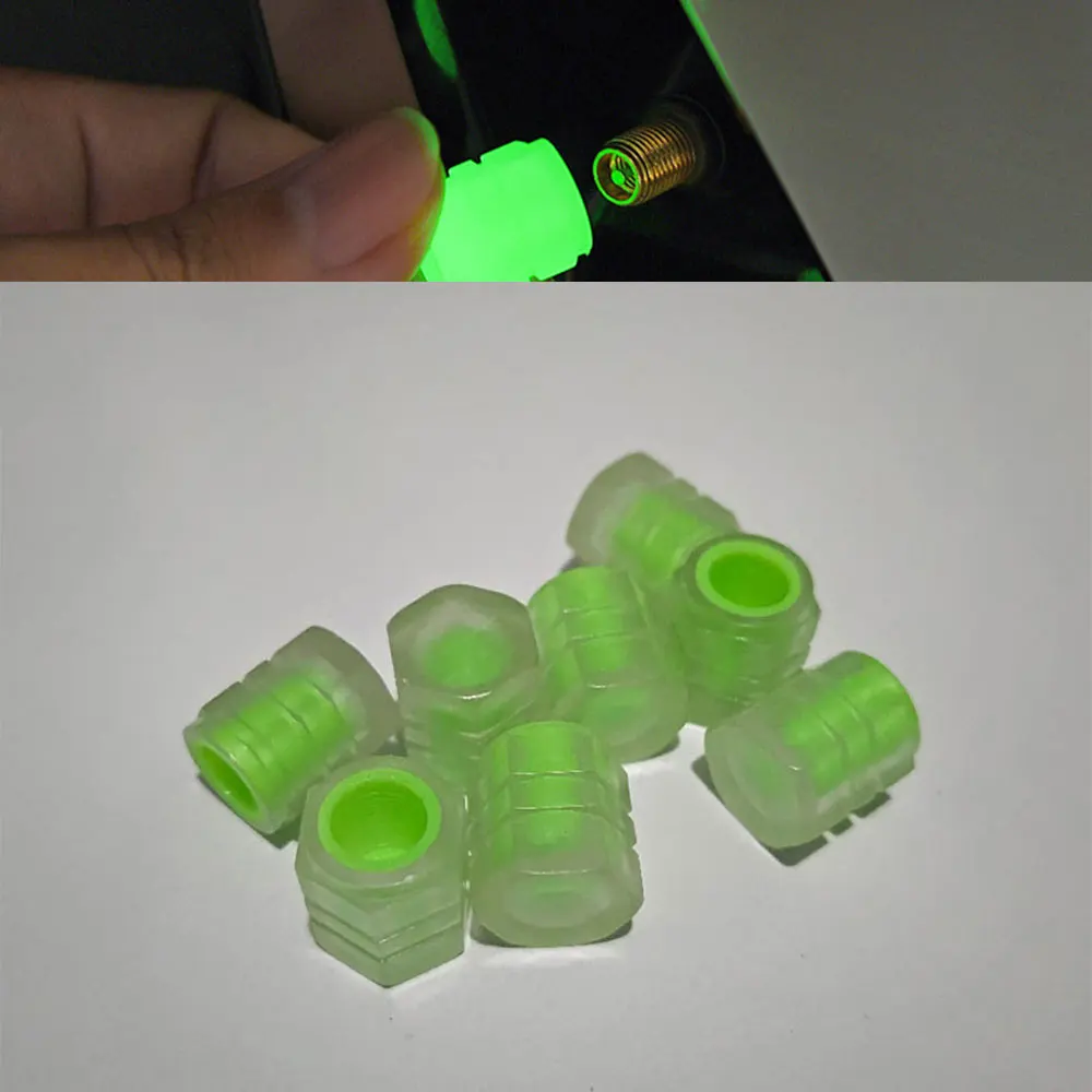 Luminous Valve Motorcycle Bicycle Bike Car Wheel Tyre Hub Cover Cap Fluorescent Night Glowing Valve Stem Caps Decor Decoration