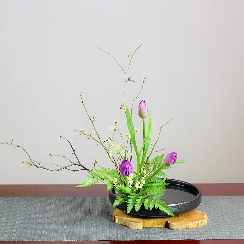 New Chinese style flower arrangement ceramic flower tray, Japanese style flower arrangement hydroponic basin, home decoration