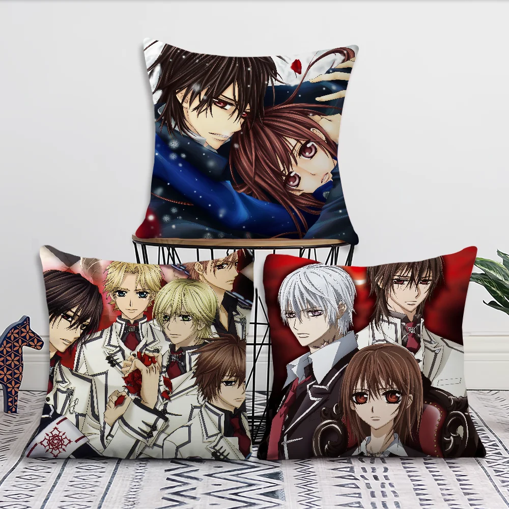 Manga Vintage Anime Black Art V-Vampire Knight Cushion Cover Soft Pillow Case For Sofa Living Room Home Decor Protective Covers