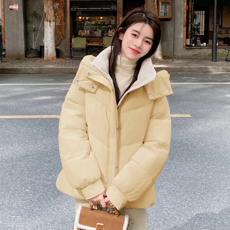 

Winter New Hooded Down Cotton Bread Jacket Women's Short Warmth Parkas